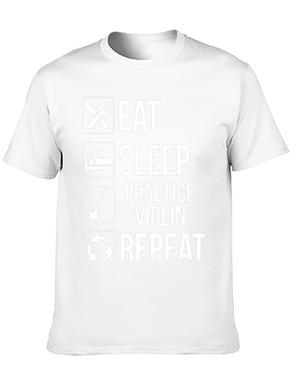Camiseta Negra Eat Sleep Practice Violin Repeat