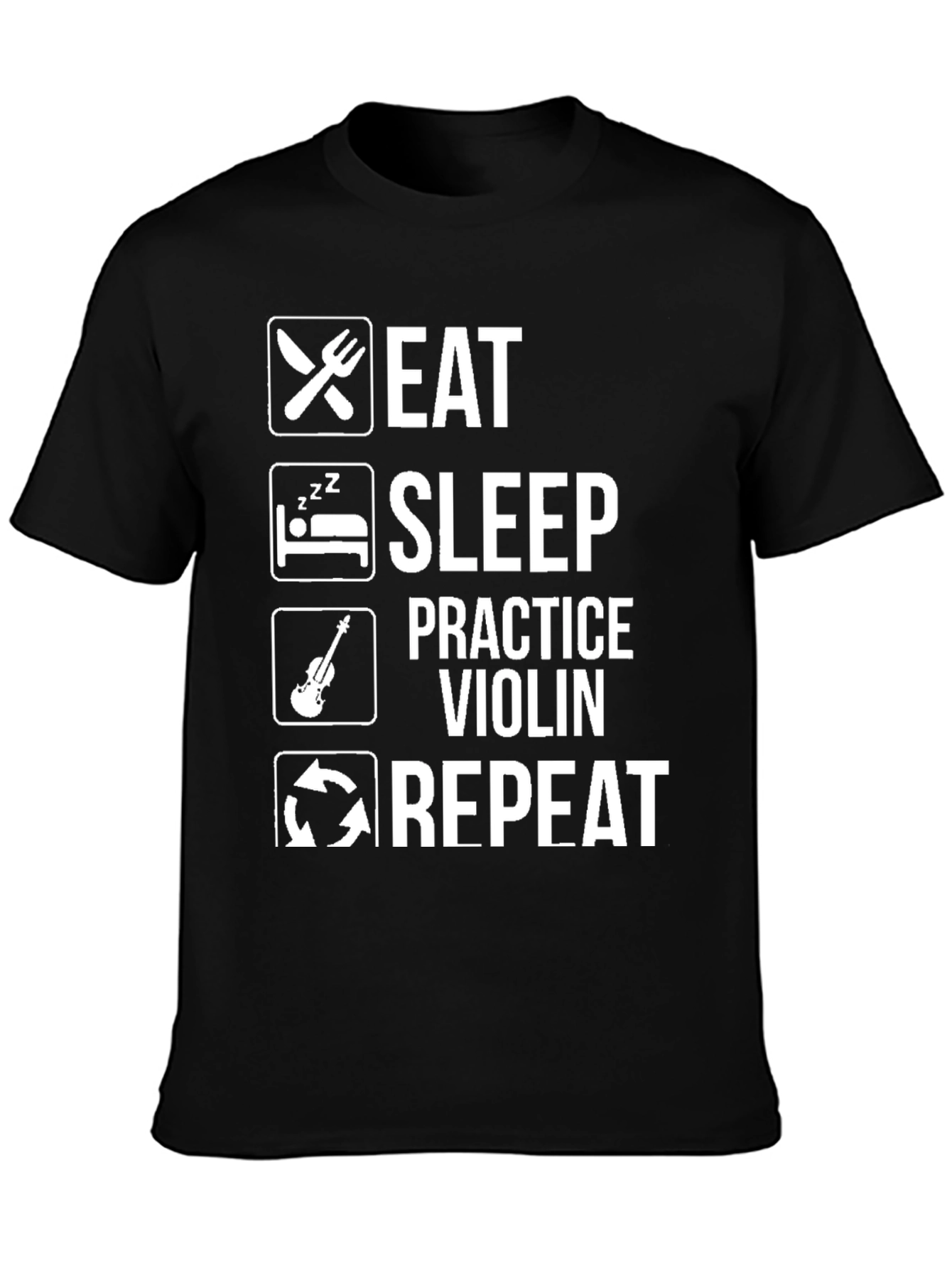 Camiseta Negra Eat Sleep Practice Violin Repeat
