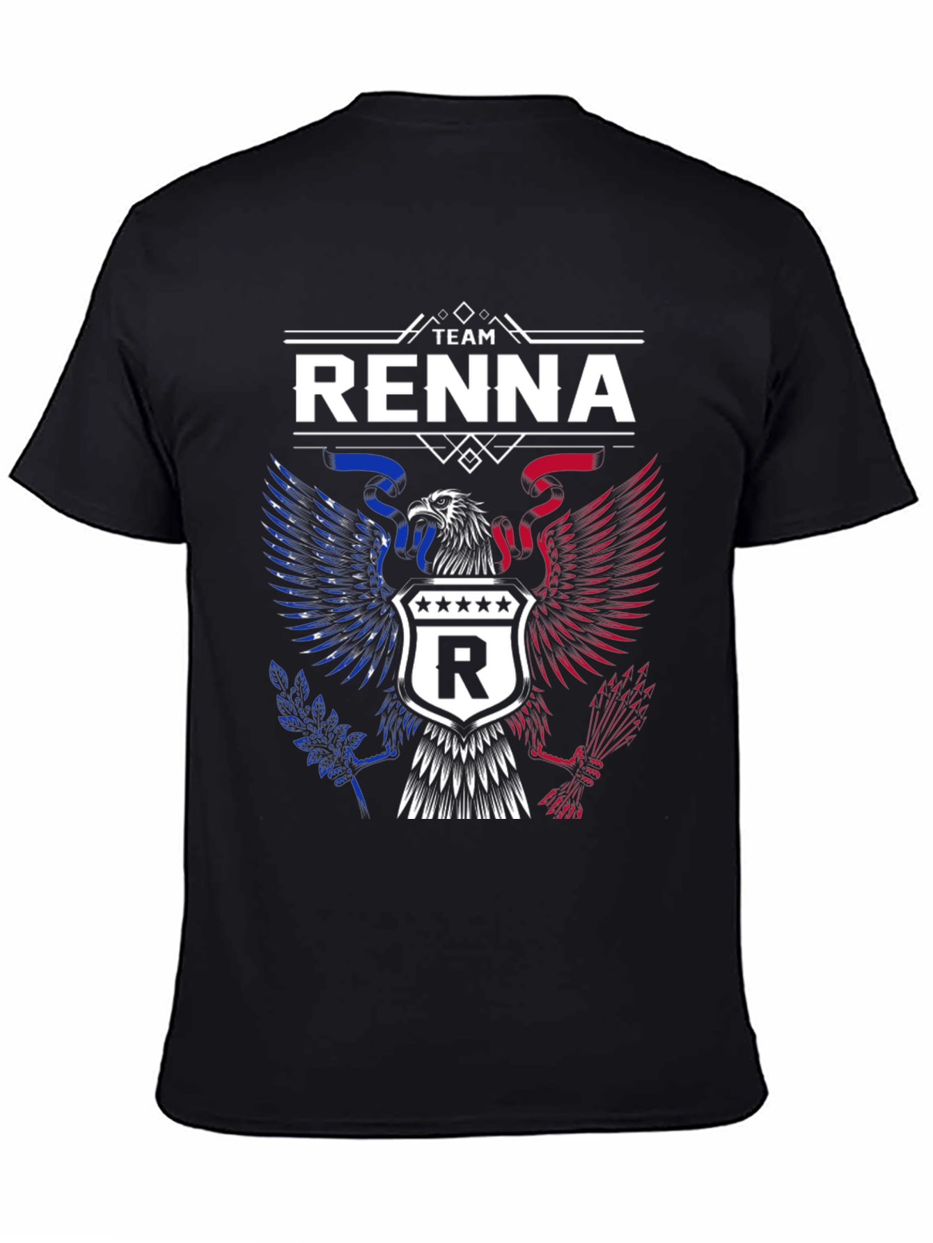 Camiseta Negra Team Renna Diseño Águila Americana