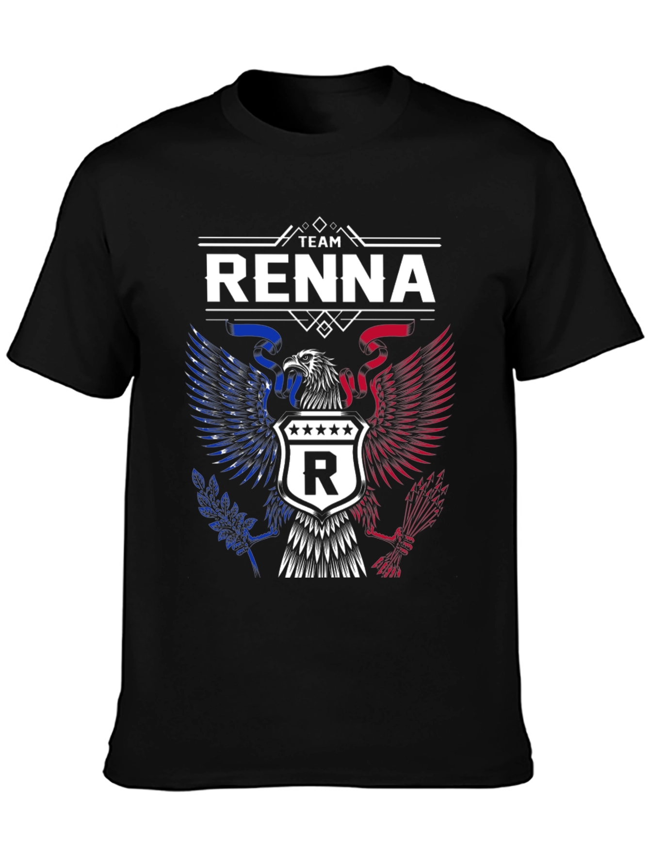 Camiseta Negra Team Renna Diseño Águila Americana
