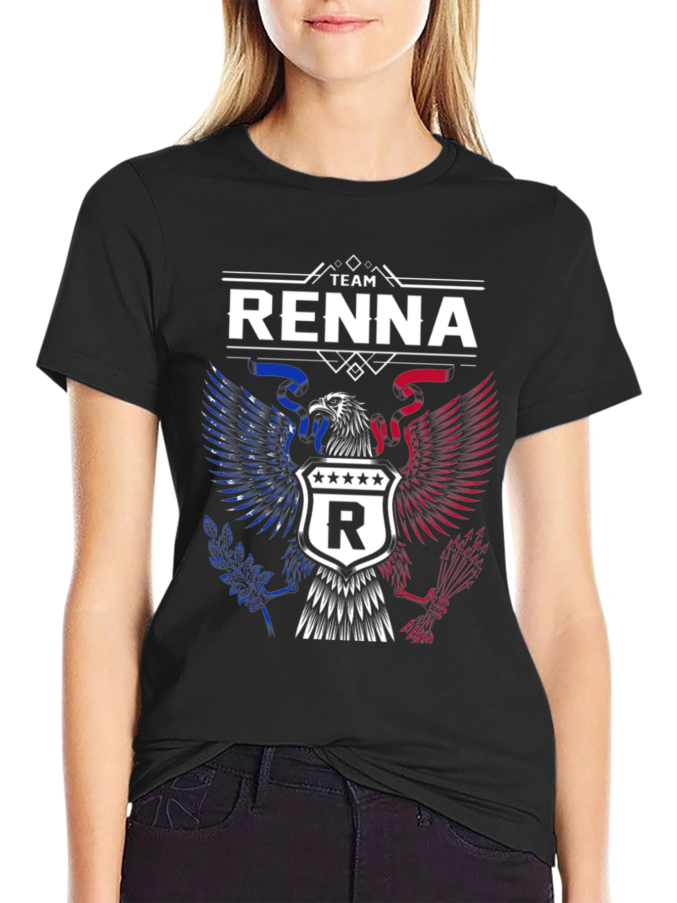 Camiseta Negra Team Renna Diseño Águila Americana