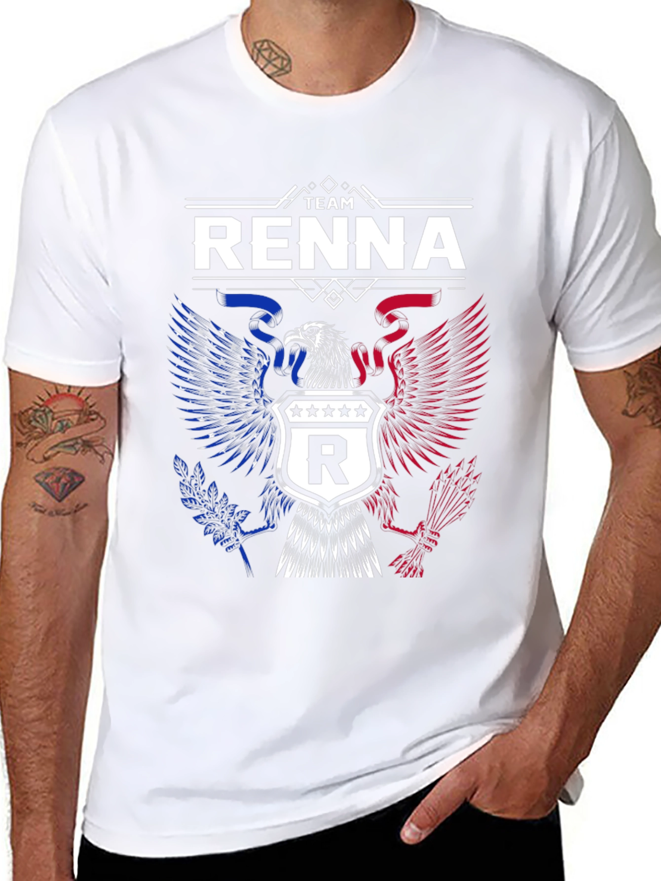 Camiseta Negra Team Renna Diseño Águila Americana