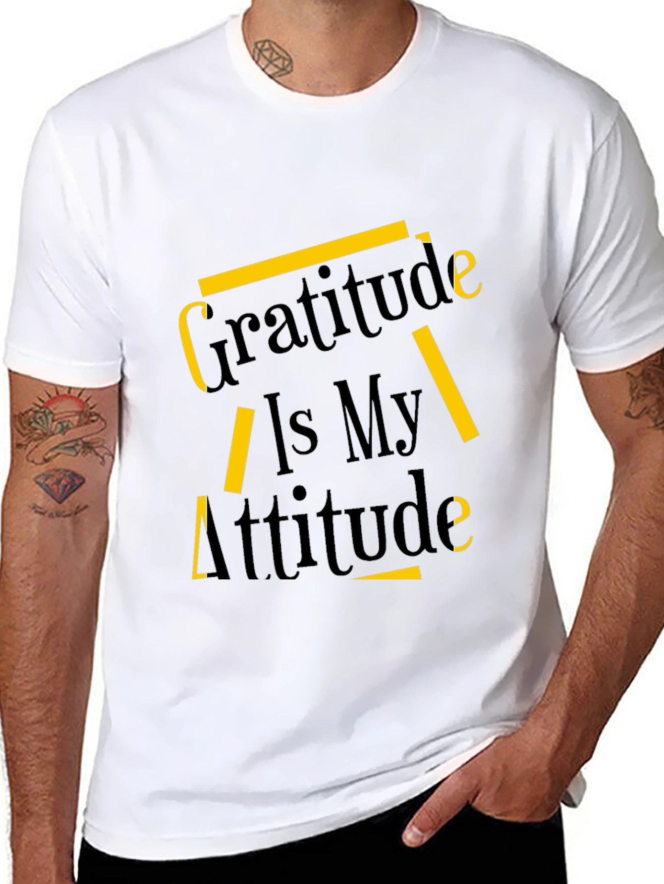 Camiseta Negra con Diseño Gratitud Es Mi Actitud