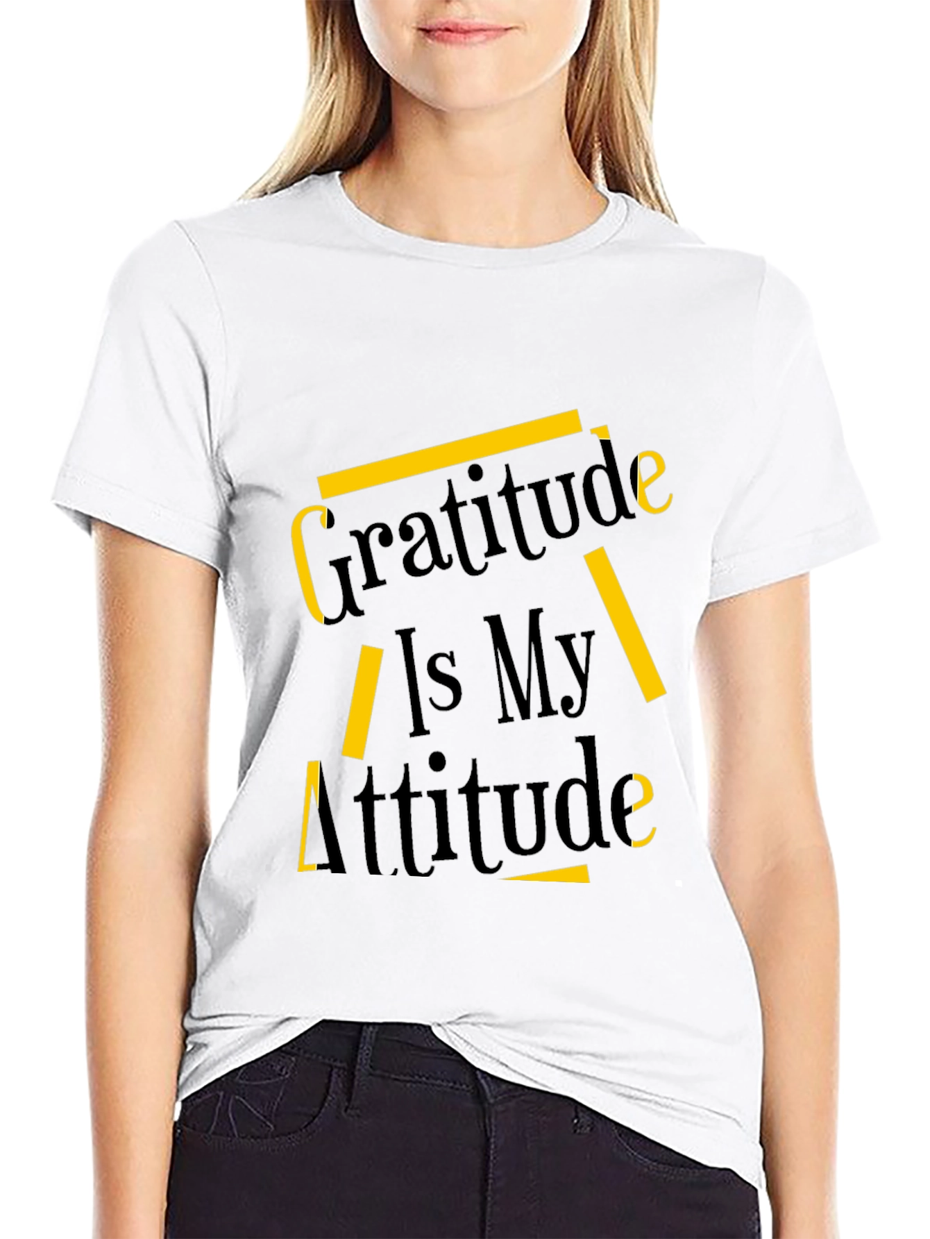 Camiseta Negra con Diseño Gratitud Es Mi Actitud