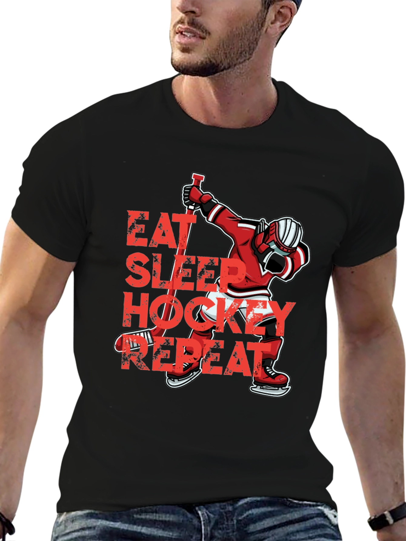 Camiseta Hockey Eat Sleep Repeat