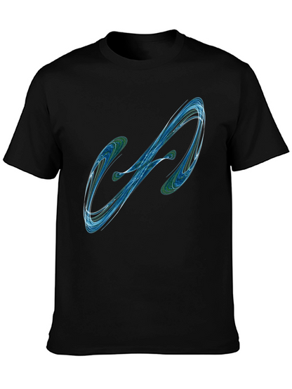 Camiseta Negra con Diseño Abstracto Azul y Verde