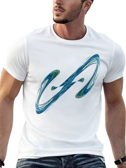 Camiseta Negra con Diseño Abstracto Azul y Verde