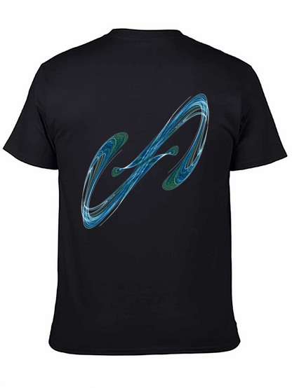 Camiseta Negra con Diseño Abstracto Azul y Verde