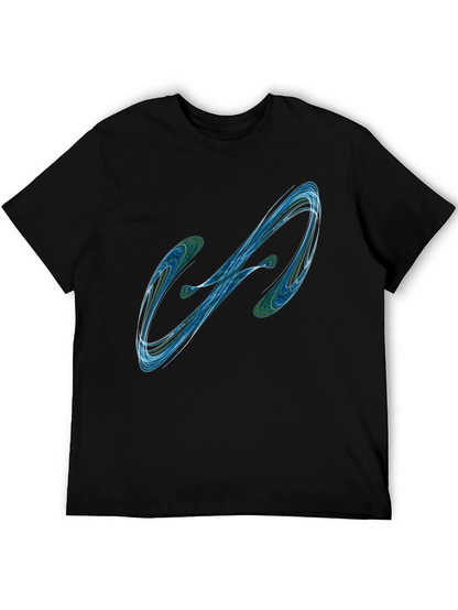 Camiseta Negra con Diseño Abstracto Azul y Verde