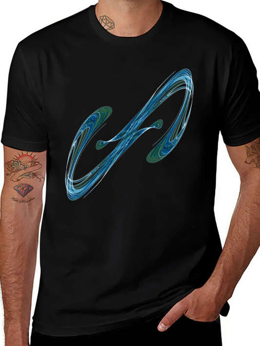 Camiseta Negra con Diseño Abstracto Azul y Verde