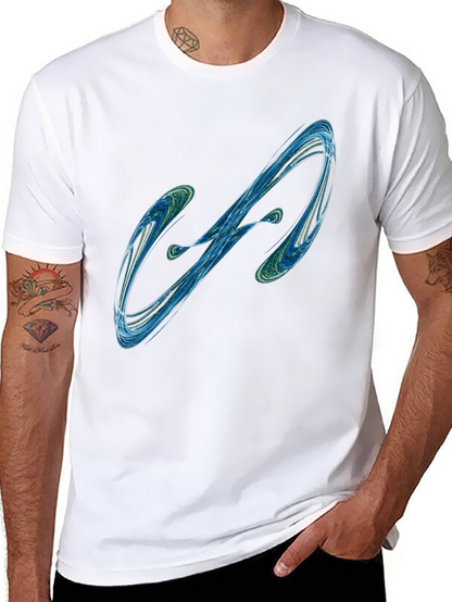 Camiseta Negra con Diseño Abstracto Azul y Verde