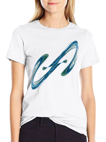 Camiseta Negra con Diseño Abstracto Azul y Verde