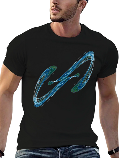 Camiseta Negra con Diseño Abstracto Azul y Verde