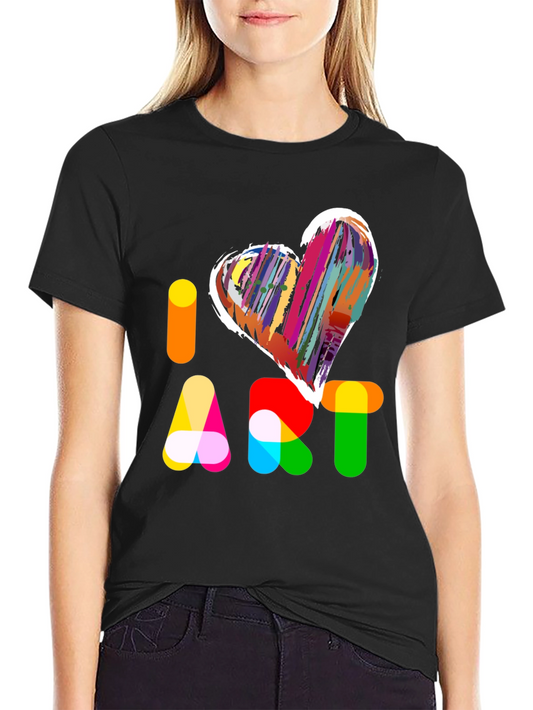 Camiseta Negra I Love Art Multicolor para Hombre