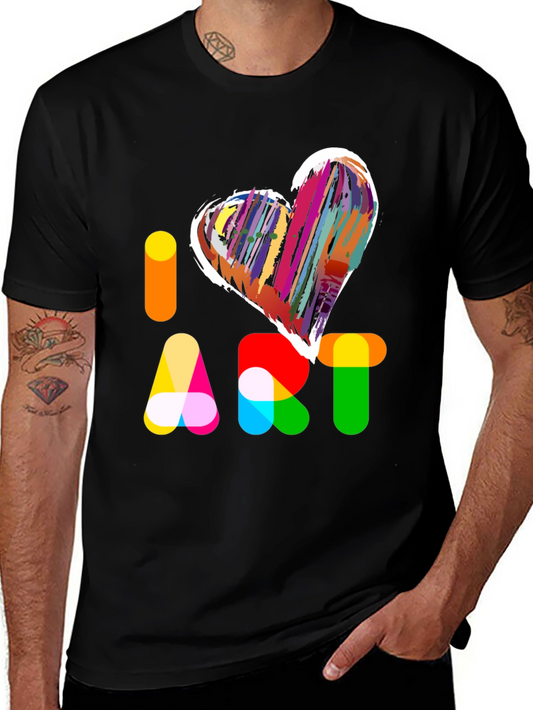 Camiseta Negra I Love Art Multicolor para Hombre