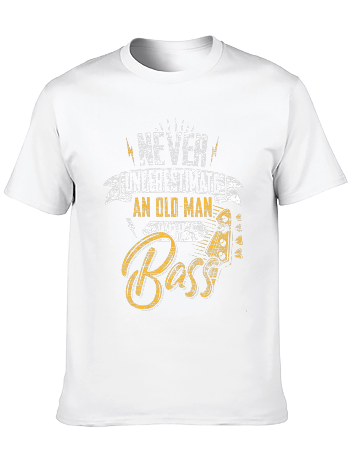Camiseta Negra Never Underestimate Old Man With A Bass