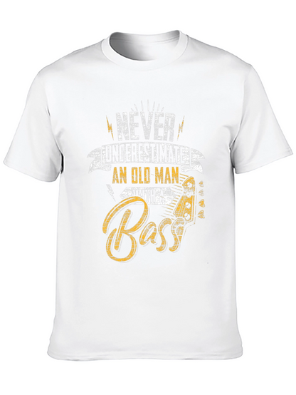 Camiseta Negra Never Underestimate Old Man With A Bass
