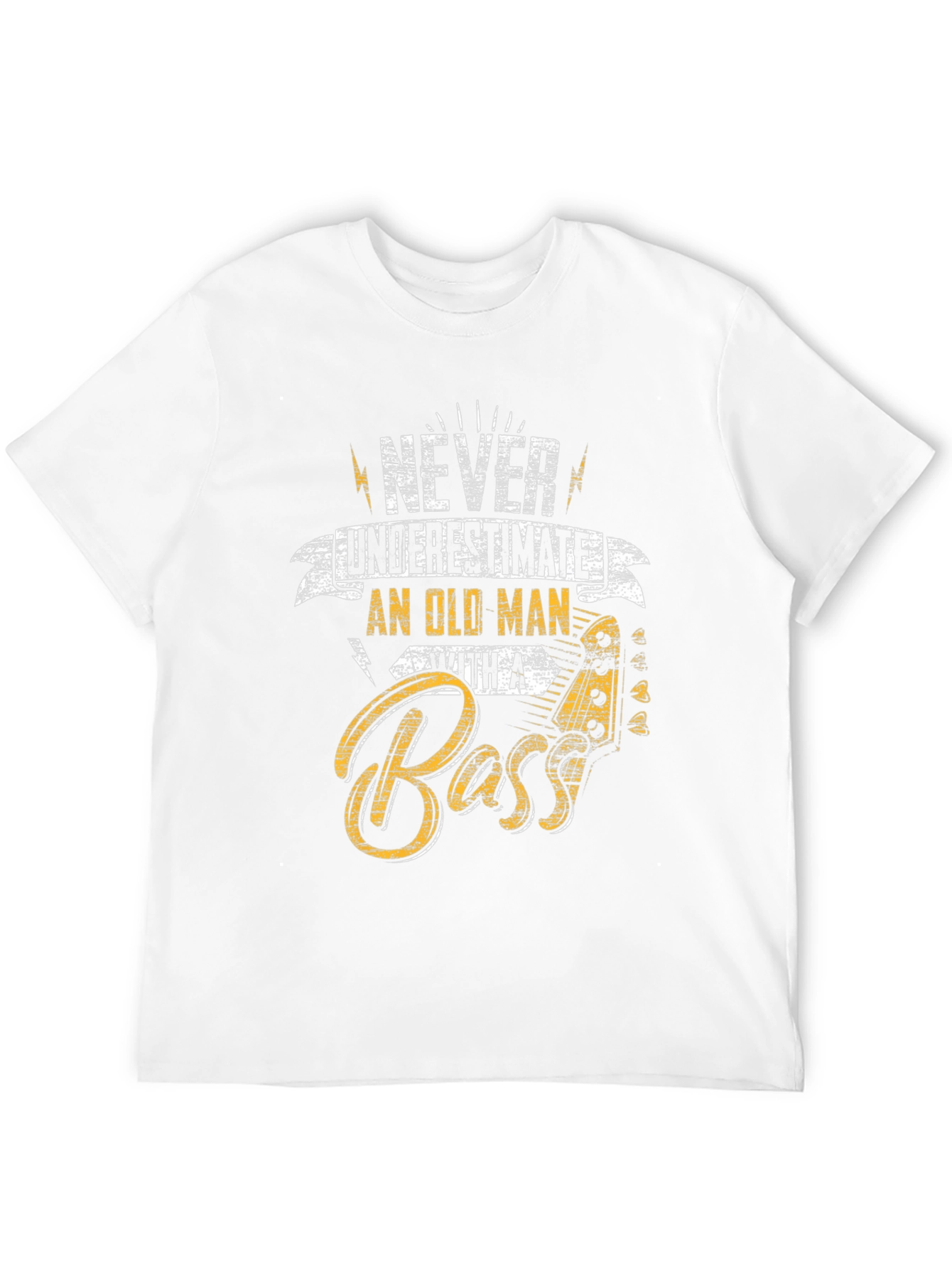 Camiseta Negra Never Underestimate Old Man With A Bass