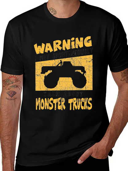 Camiseta Negra: Warning Monster Trucks