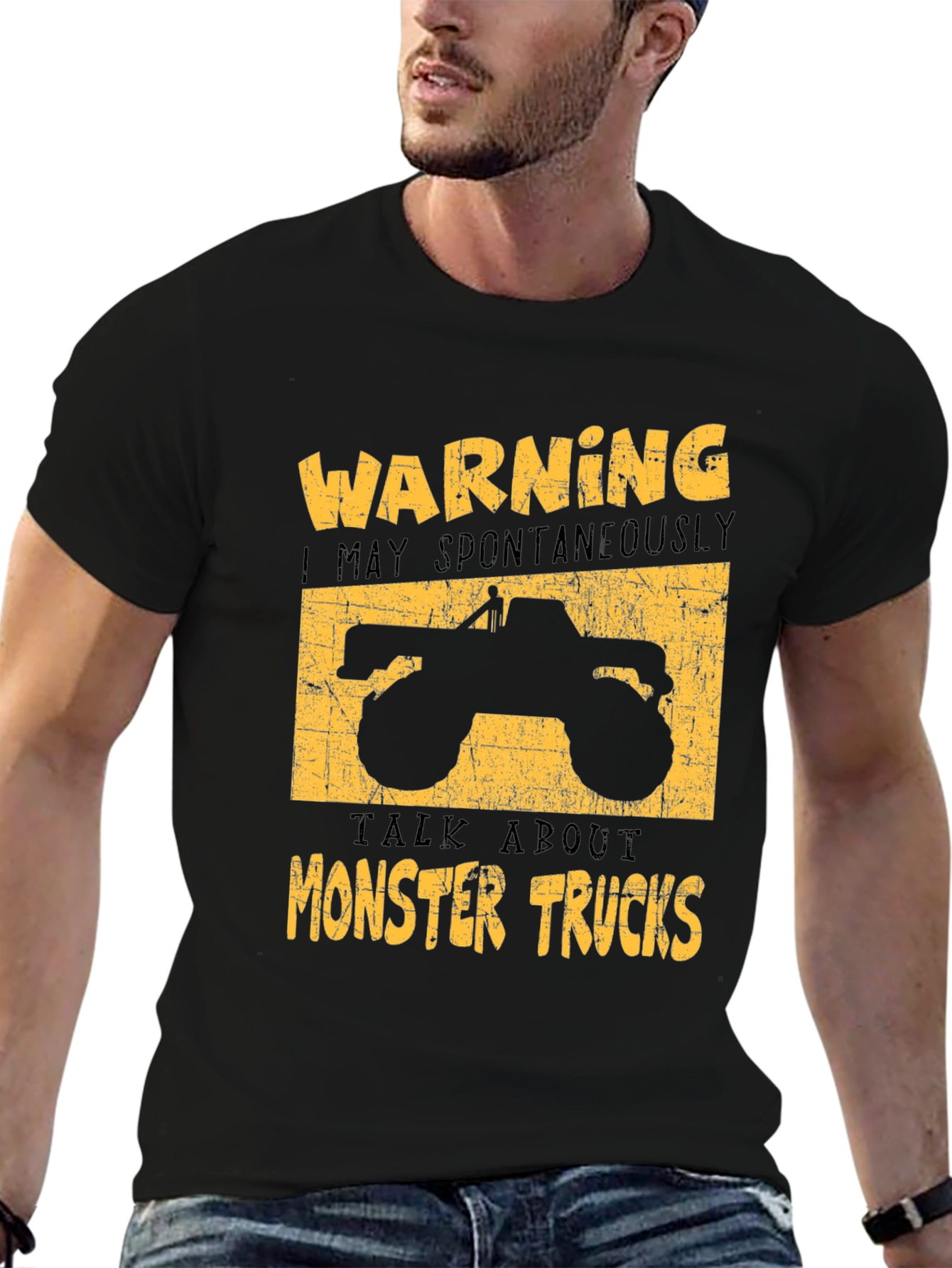 Camiseta Negra: Warning Monster Trucks
