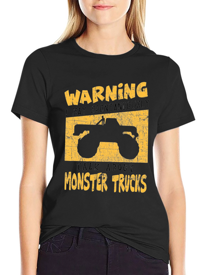 Camiseta Negra: Warning Monster Trucks