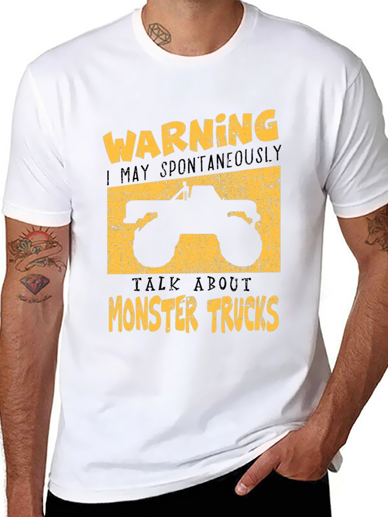 Camiseta Negra: Warning Monster Trucks