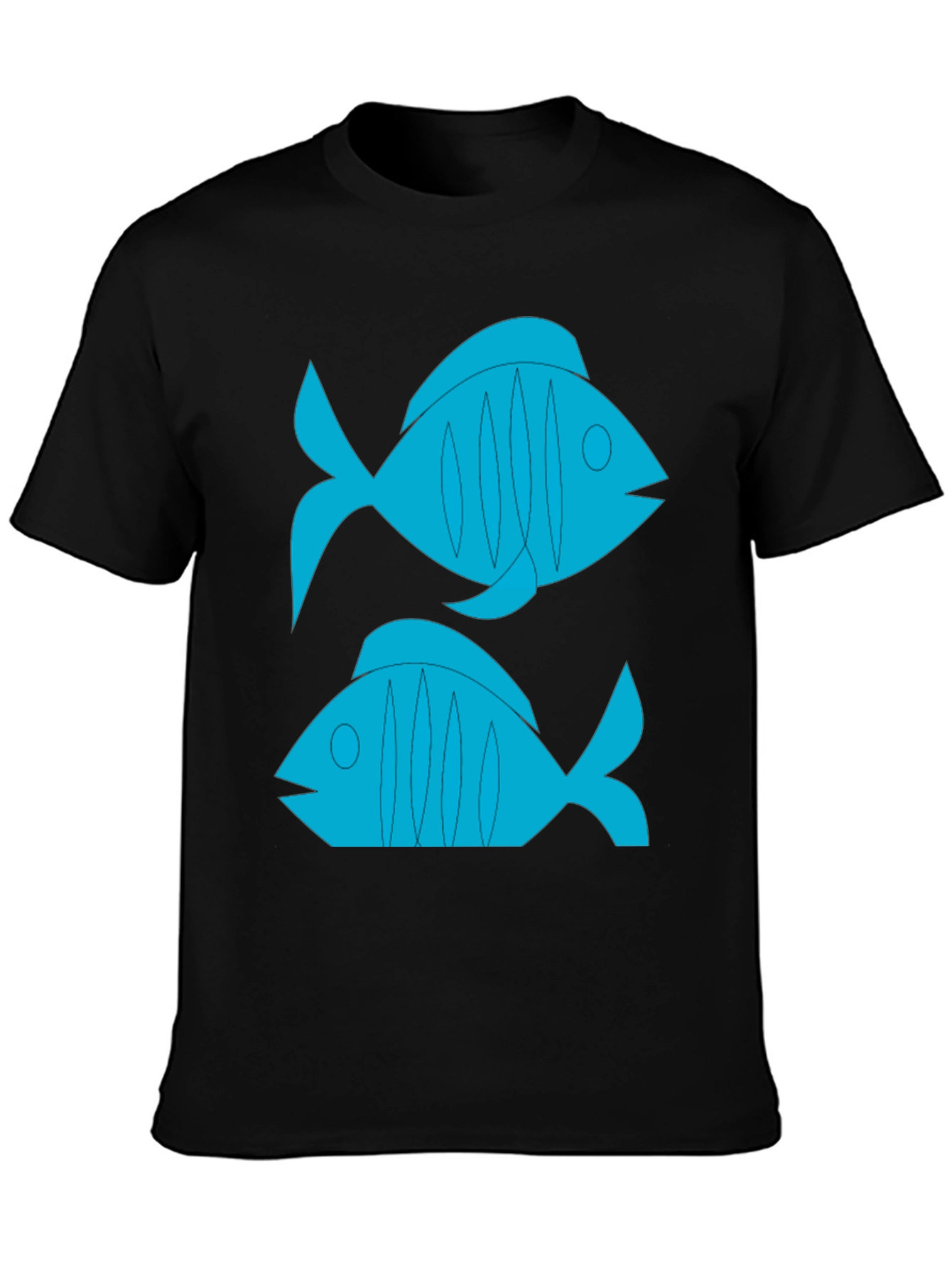 Camiseta Negra con Diseño de Peces Azules