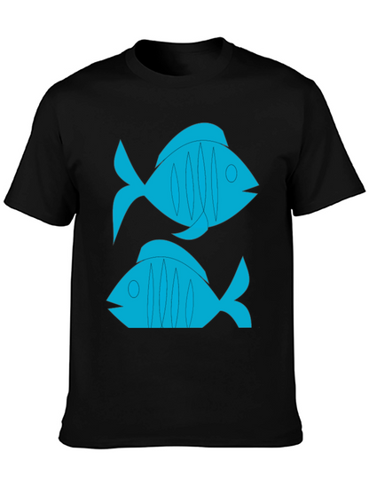 Camiseta Negra con Diseño de Peces Azules