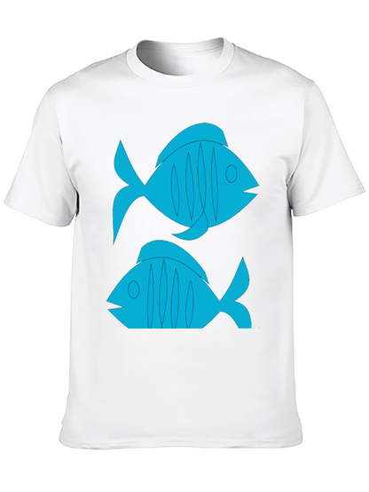 Camiseta Negra con Diseño de Peces Azules