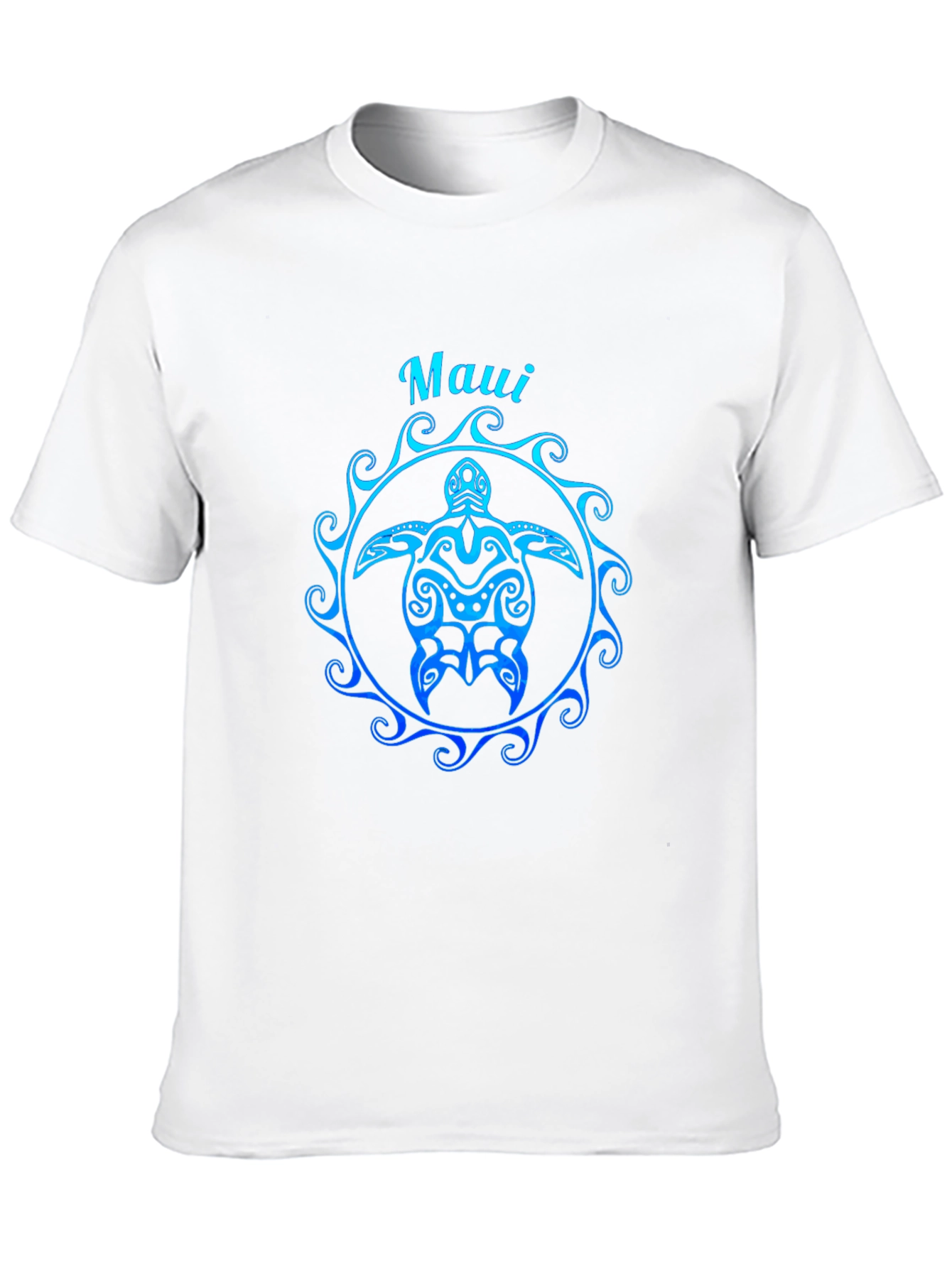 Camiseta Negra Maui Tortuga Tribal Degradado Azul