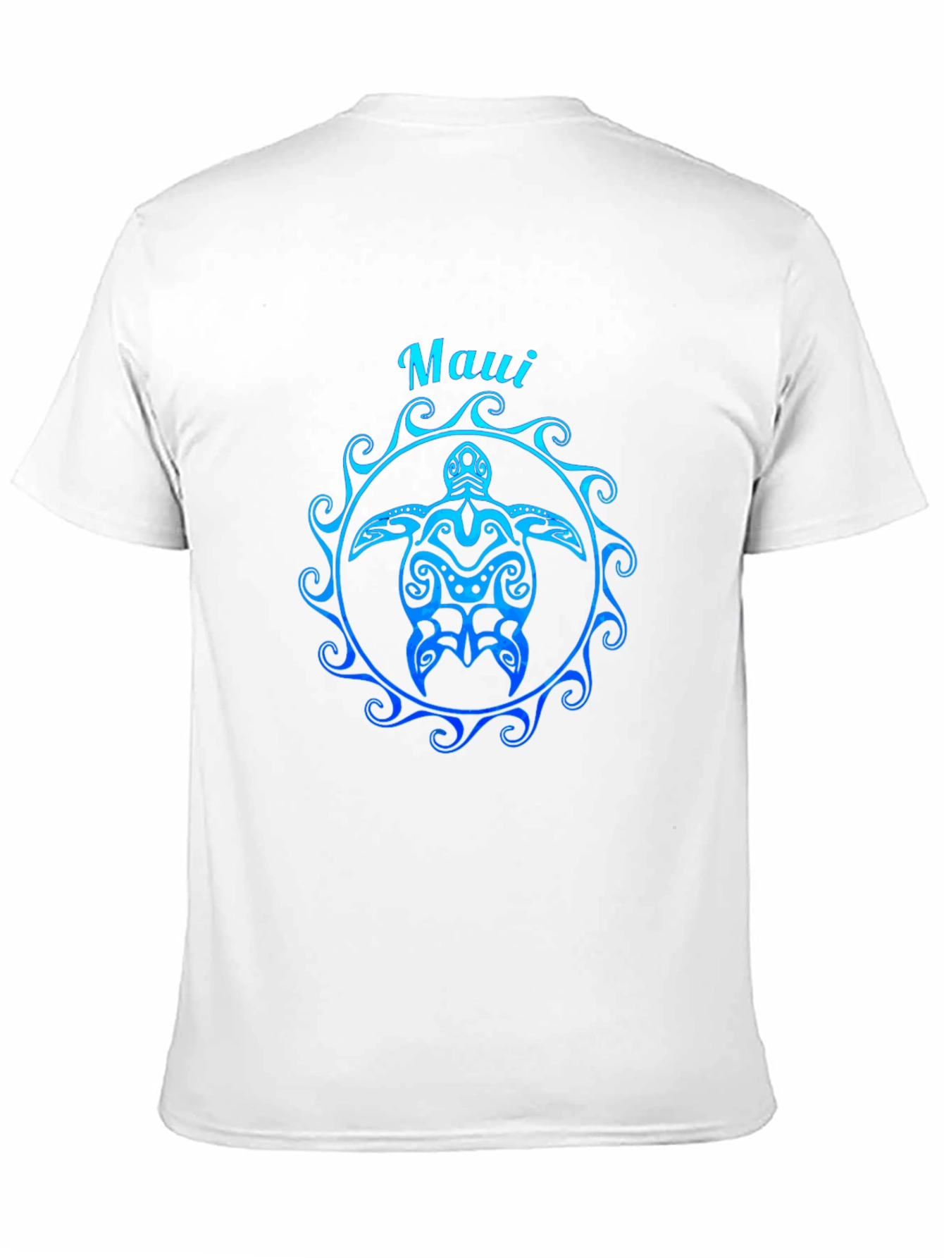 Camiseta Negra Maui Tortuga Tribal Degradado Azul