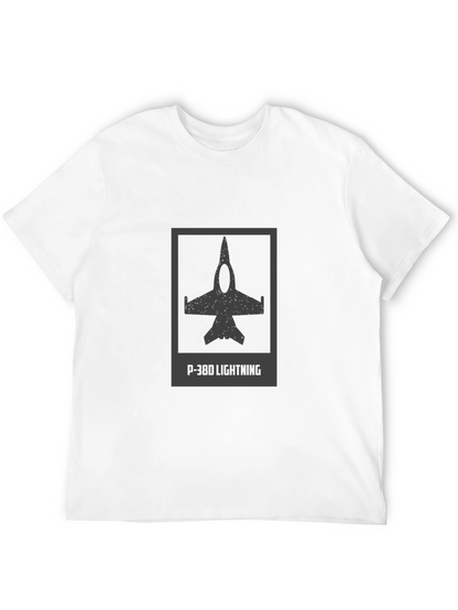 Camiseta Negra P-38D Lightning - Estilo Aviación Clásica