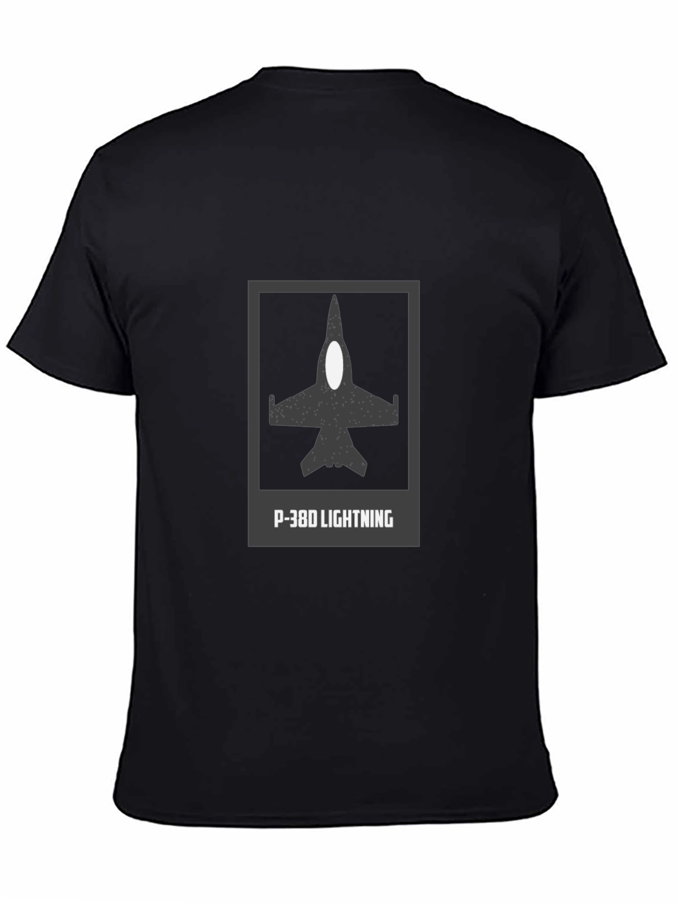 Camiseta Negra P-38D Lightning - Estilo Aviación Clásica