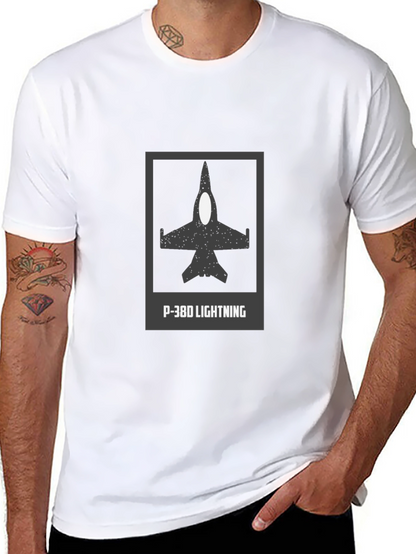 Camiseta Negra P-38D Lightning - Estilo Aviación Clásica