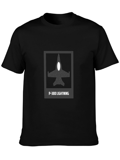 Camiseta Negra P-38D Lightning - Estilo Aviación Clásica