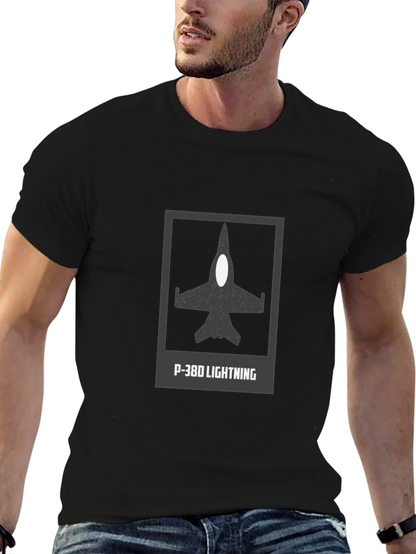 Camiseta Negra P-38D Lightning - Estilo Aviación Clásica