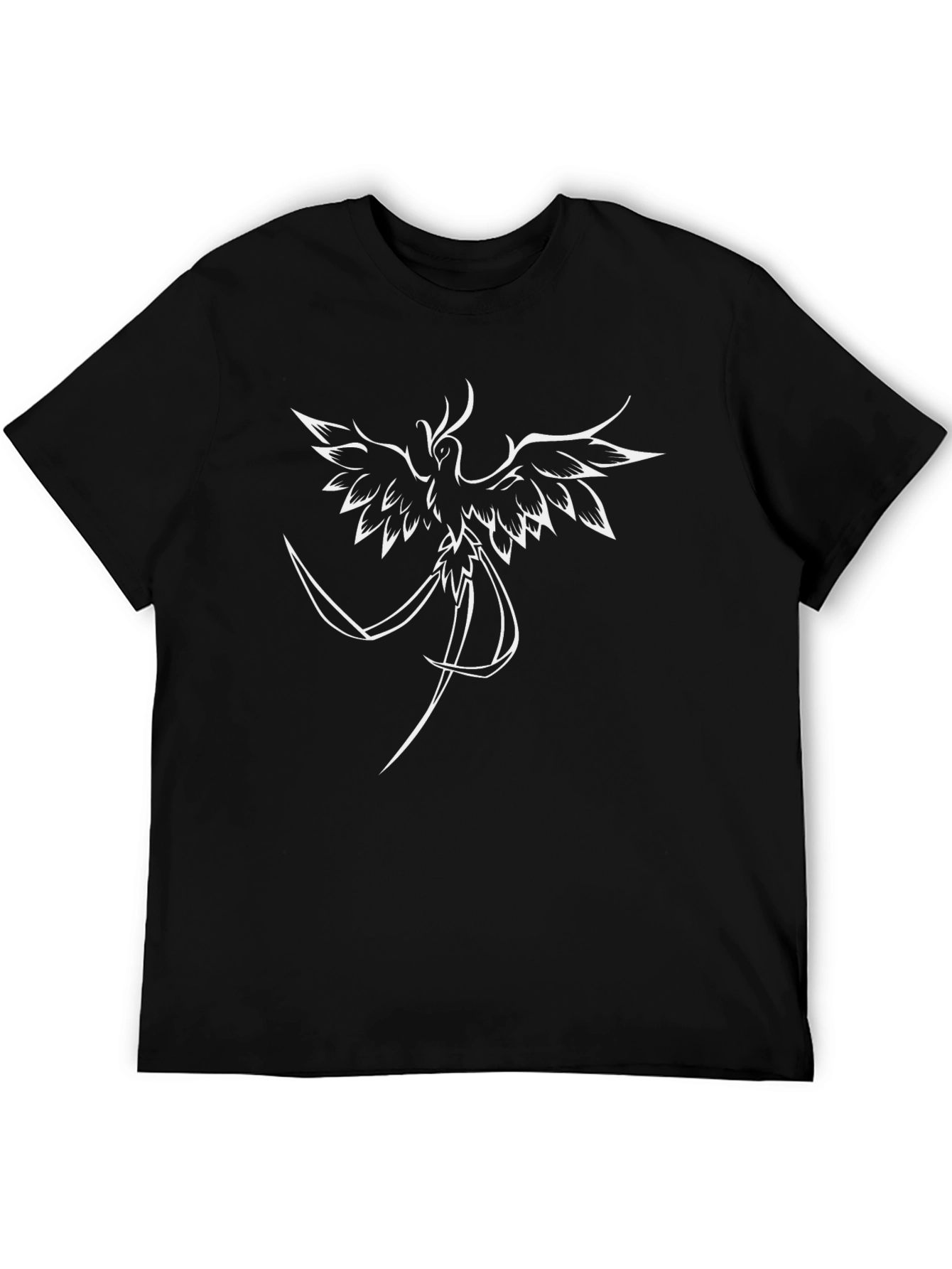 Camiseta Negra con Diseño de Ave Fénix