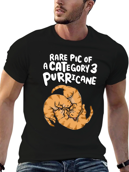 Camiseta Negra Purricane de Gatos Naranja