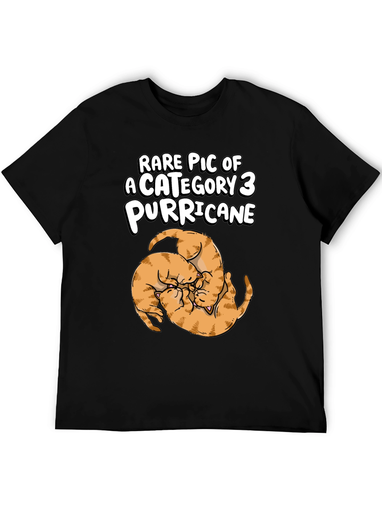Camiseta Negra Purricane de Gatos Naranja