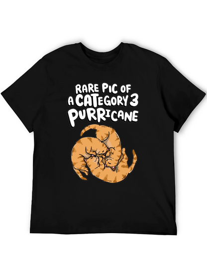 Camiseta Negra Purricane de Gatos Naranja