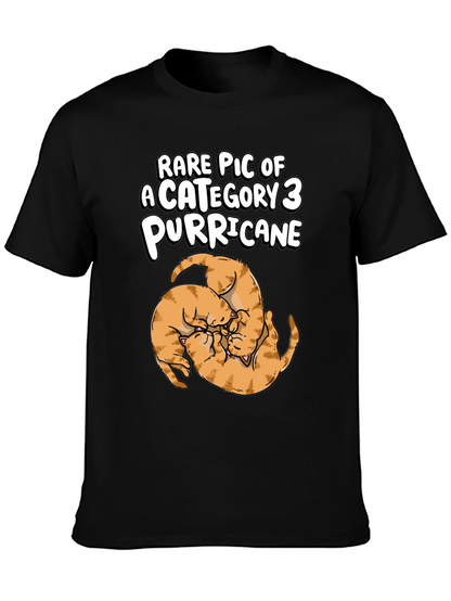 Camiseta Negra Purricane de Gatos Naranja