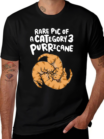 Camiseta Negra Purricane de Gatos Naranja