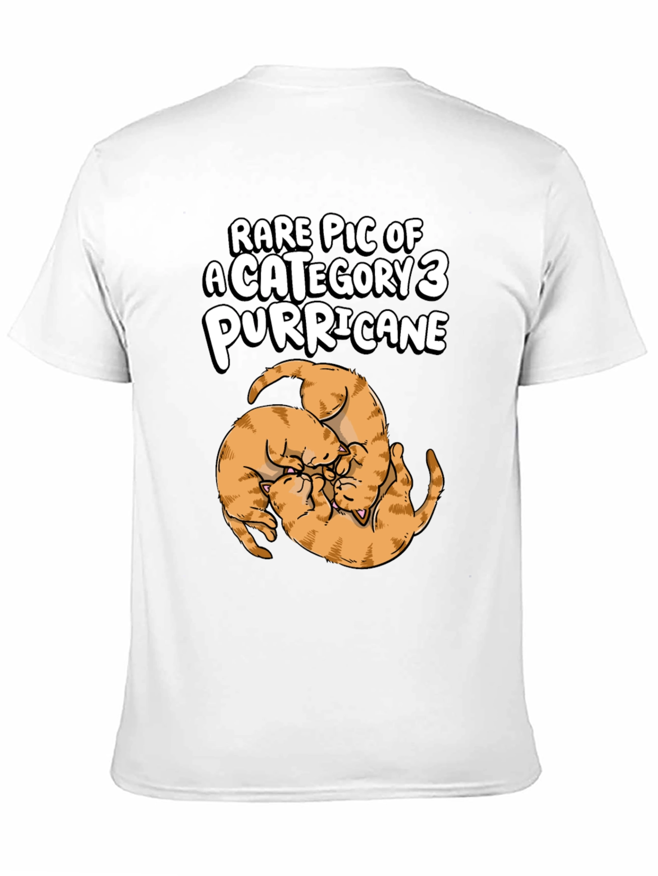 Camiseta Negra Purricane de Gatos Naranja