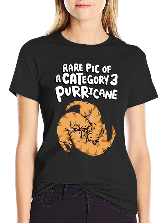 Camiseta Negra Purricane de Gatos Naranja