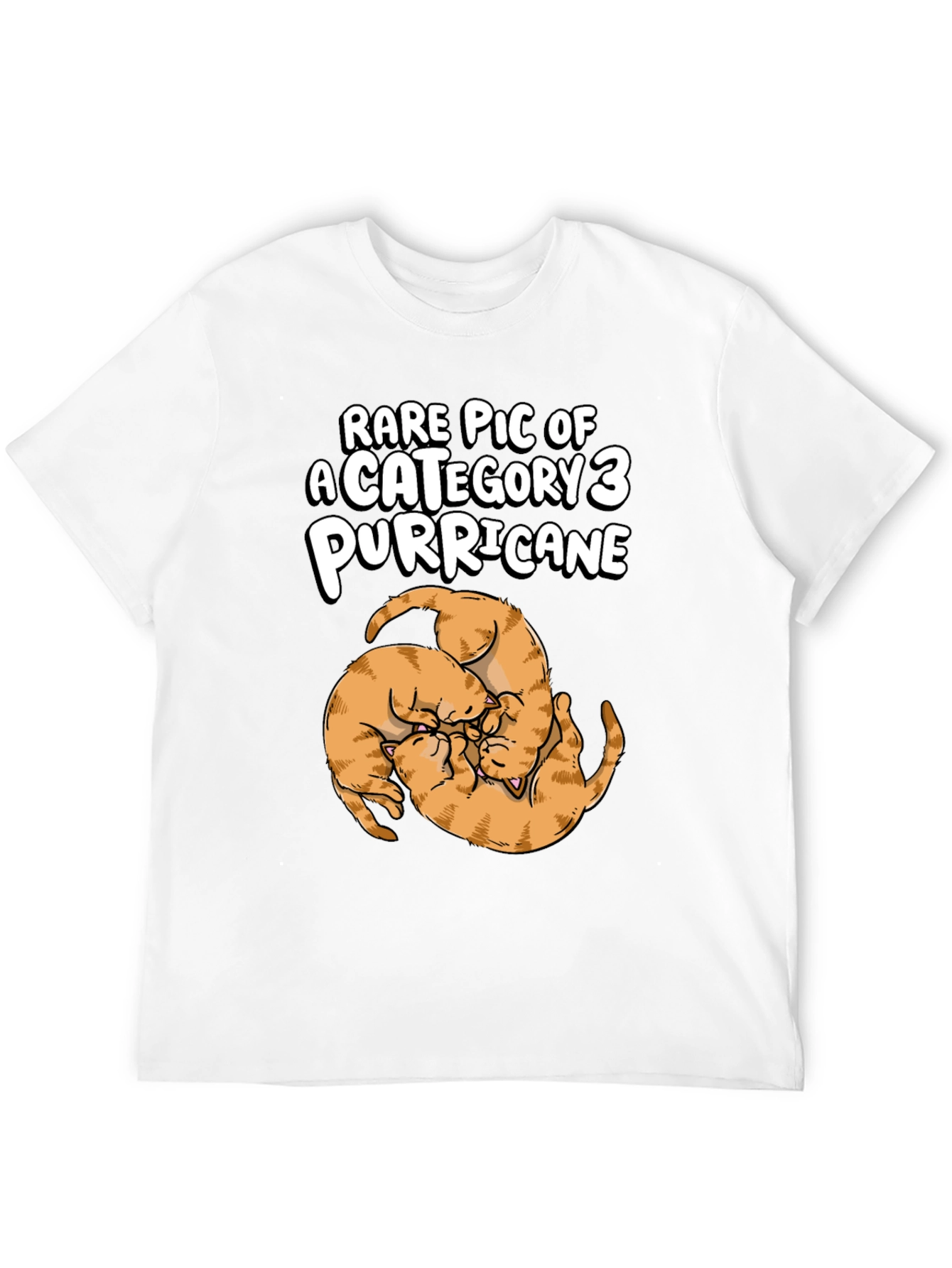 Camiseta Negra Purricane de Gatos Naranja