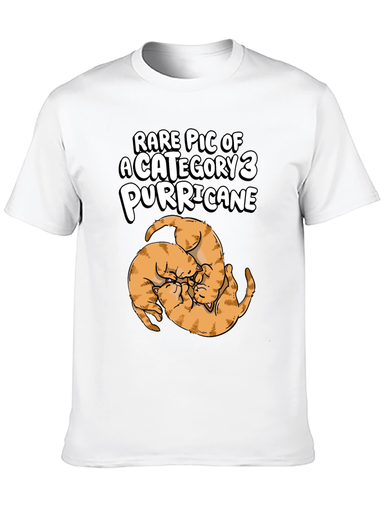 Camiseta Negra Purricane de Gatos Naranja