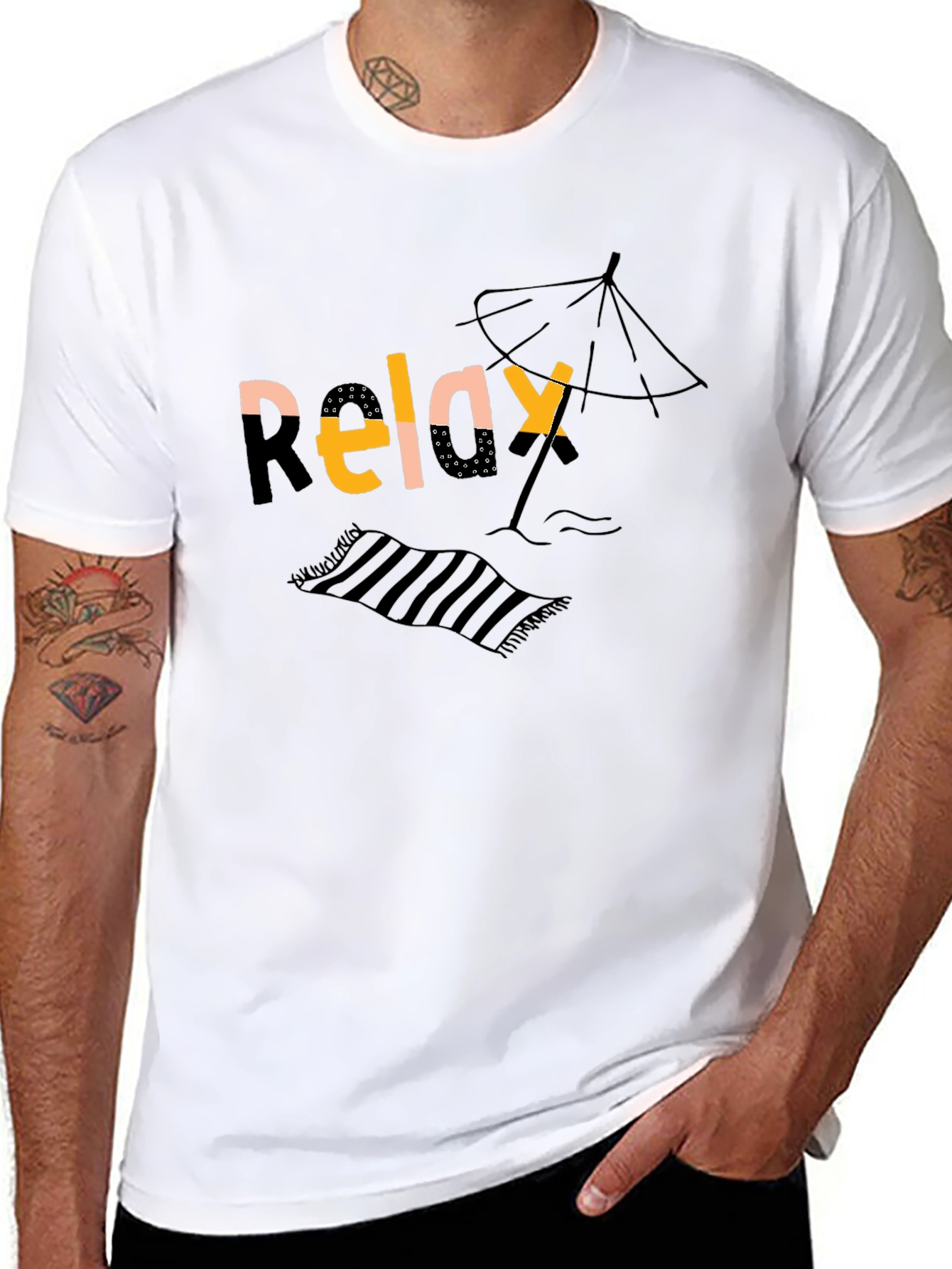 Camiseta Negra Relax Playa Casual Hombre