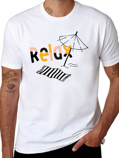 Camiseta Negra Relax Playa Casual Hombre