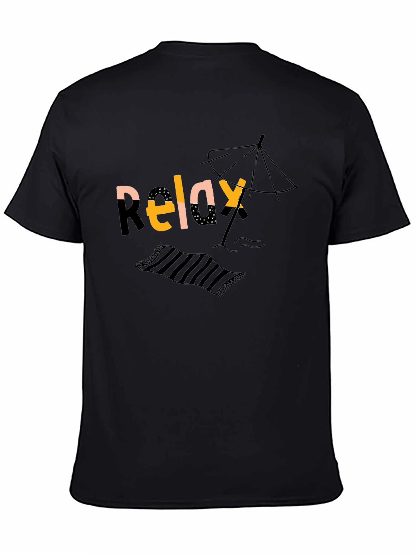 Camiseta Negra Relax Playa Casual Hombre