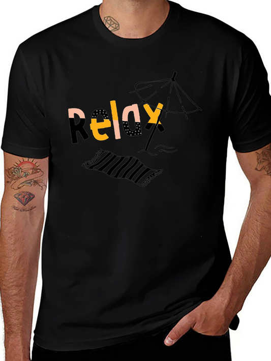 Camiseta Negra Relax Playa Casual Hombre